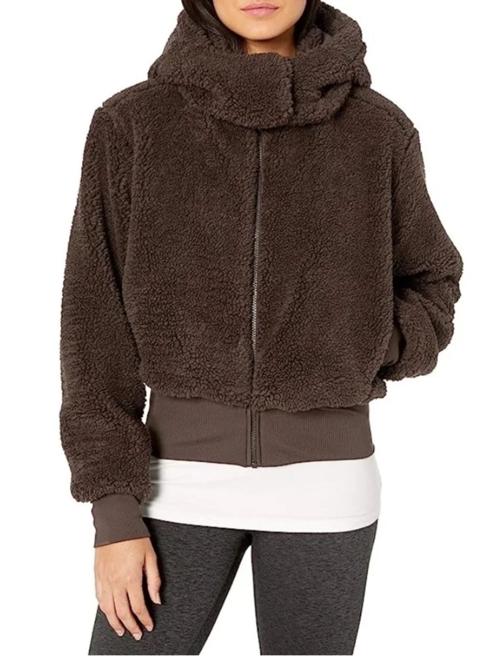 ALO Yoga Foxy Sherpa Jacket Espresso Brown Size Small - Picture 8 of 8